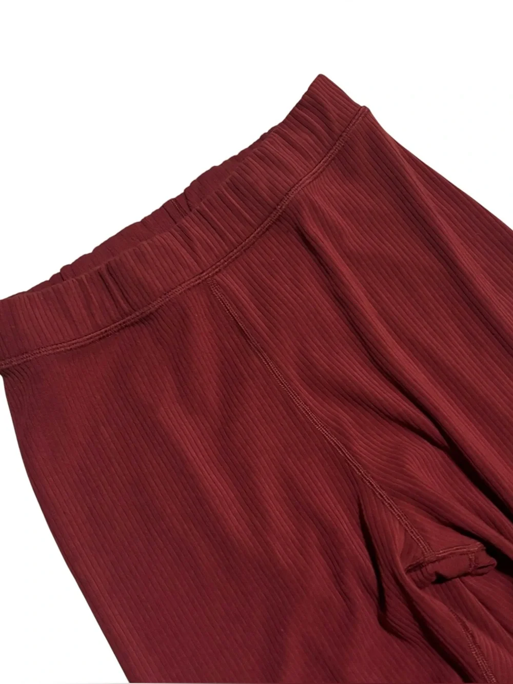 Alo Yoga Blissful Leggings Ribbed High Waist 7/8 Women’s Size Small In Red